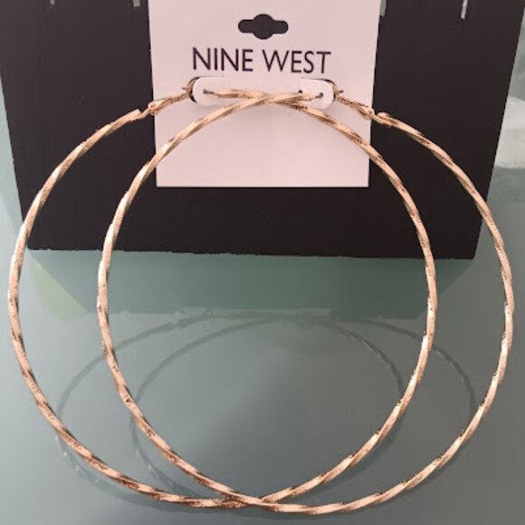 Nine West Jewelry - NINE WEST Hip Hop Gold Twisted & Textured 4.5" Statement Hoop Earrings**NEW!